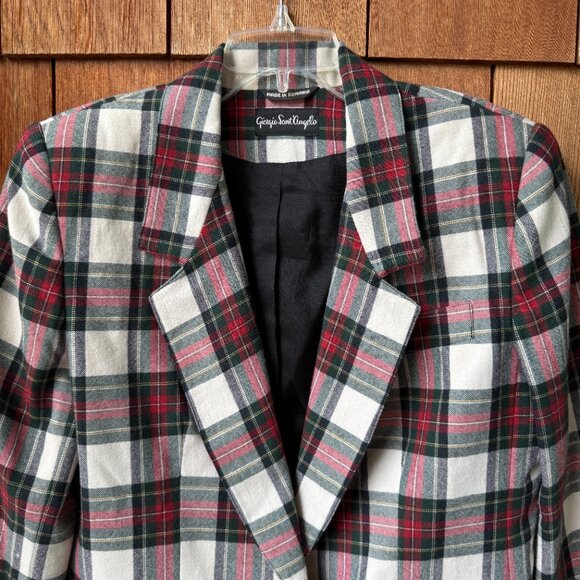 VTG Giorgio Sant Angelo 100% Wool Single Button Red Plaid Blazer in Women's 12 - Picture 2 of 9